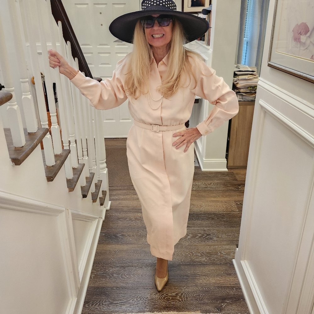 Barry Bricken Vintage Pro Clean Ex Cond Silk Maxi Shirt Dress, Size 6-8, $68 - Picture 4 of 14